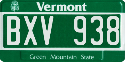 VT license plate BXV938