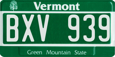 VT license plate BXV939