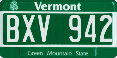 VT license plate BXV942