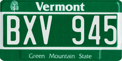 VT license plate BXV945