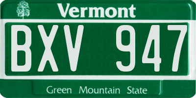 VT license plate BXV947