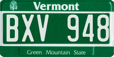 VT license plate BXV948