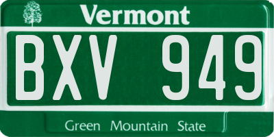 VT license plate BXV949