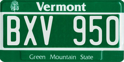 VT license plate BXV950