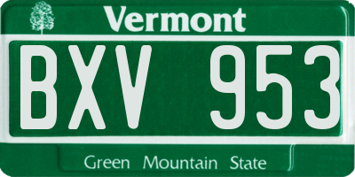 VT license plate BXV953