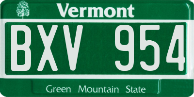 VT license plate BXV954