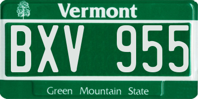 VT license plate BXV955