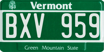 VT license plate BXV959