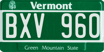 VT license plate BXV960