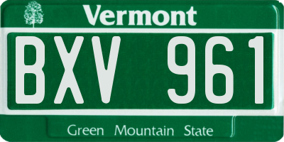 VT license plate BXV961