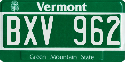 VT license plate BXV962