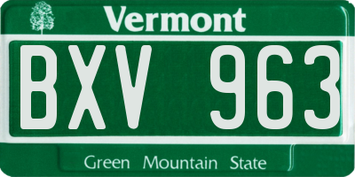 VT license plate BXV963