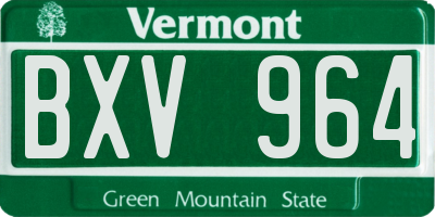 VT license plate BXV964