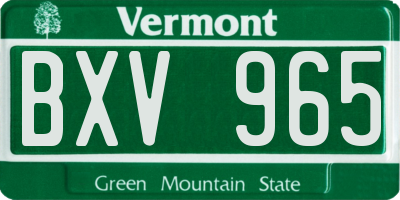 VT license plate BXV965