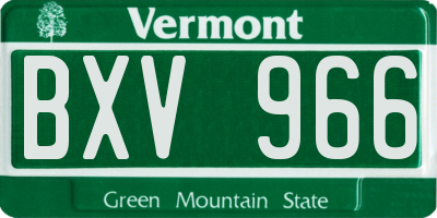 VT license plate BXV966