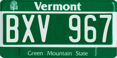 VT license plate BXV967