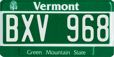 VT license plate BXV968