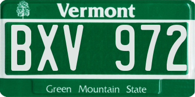VT license plate BXV972