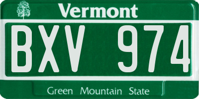VT license plate BXV974