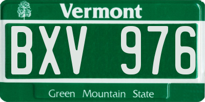 VT license plate BXV976