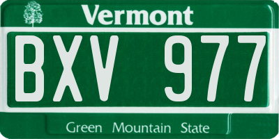 VT license plate BXV977