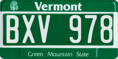 VT license plate BXV978