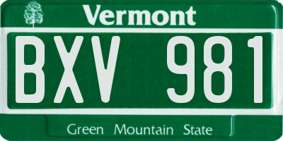 VT license plate BXV981