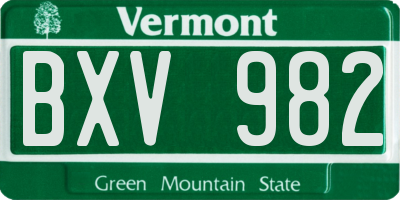 VT license plate BXV982