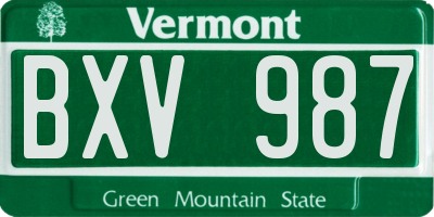VT license plate BXV987