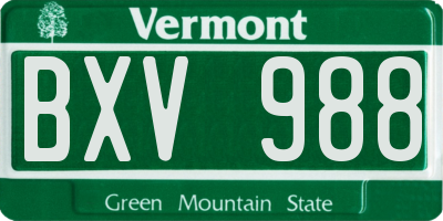 VT license plate BXV988