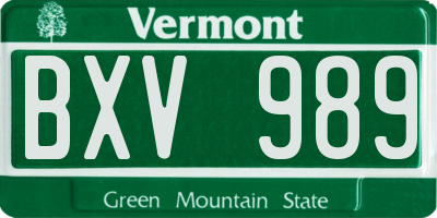 VT license plate BXV989