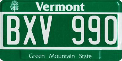 VT license plate BXV990