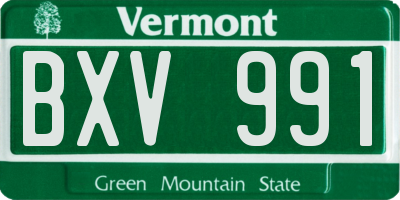 VT license plate BXV991