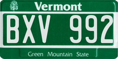VT license plate BXV992