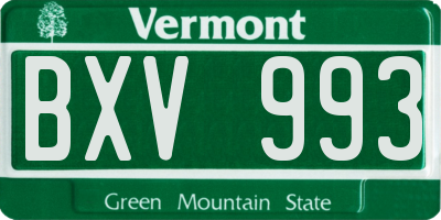 VT license plate BXV993