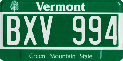 VT license plate BXV994