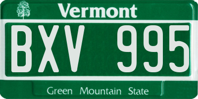 VT license plate BXV995