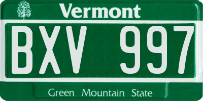 VT license plate BXV997