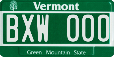 VT license plate BXW000