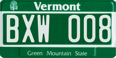 VT license plate BXW008