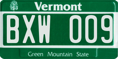VT license plate BXW009