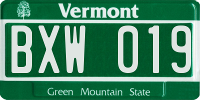 VT license plate BXW019