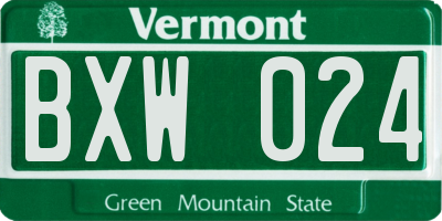 VT license plate BXW024