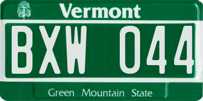 VT license plate BXW044