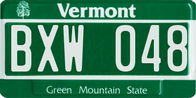 VT license plate BXW048