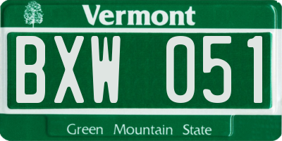 VT license plate BXW051