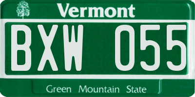 VT license plate BXW055