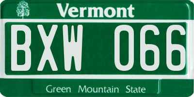 VT license plate BXW066