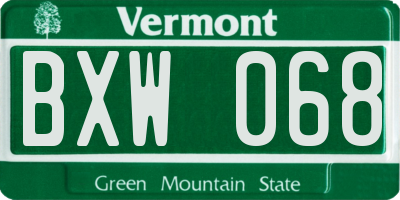 VT license plate BXW068