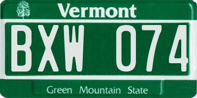 VT license plate BXW074